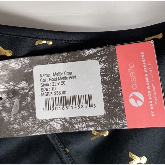 Oiselle Womens Tank Gold Mettle Crop Size 10 M-L Black Athletic Workout Yoga - Picture 3 of 8